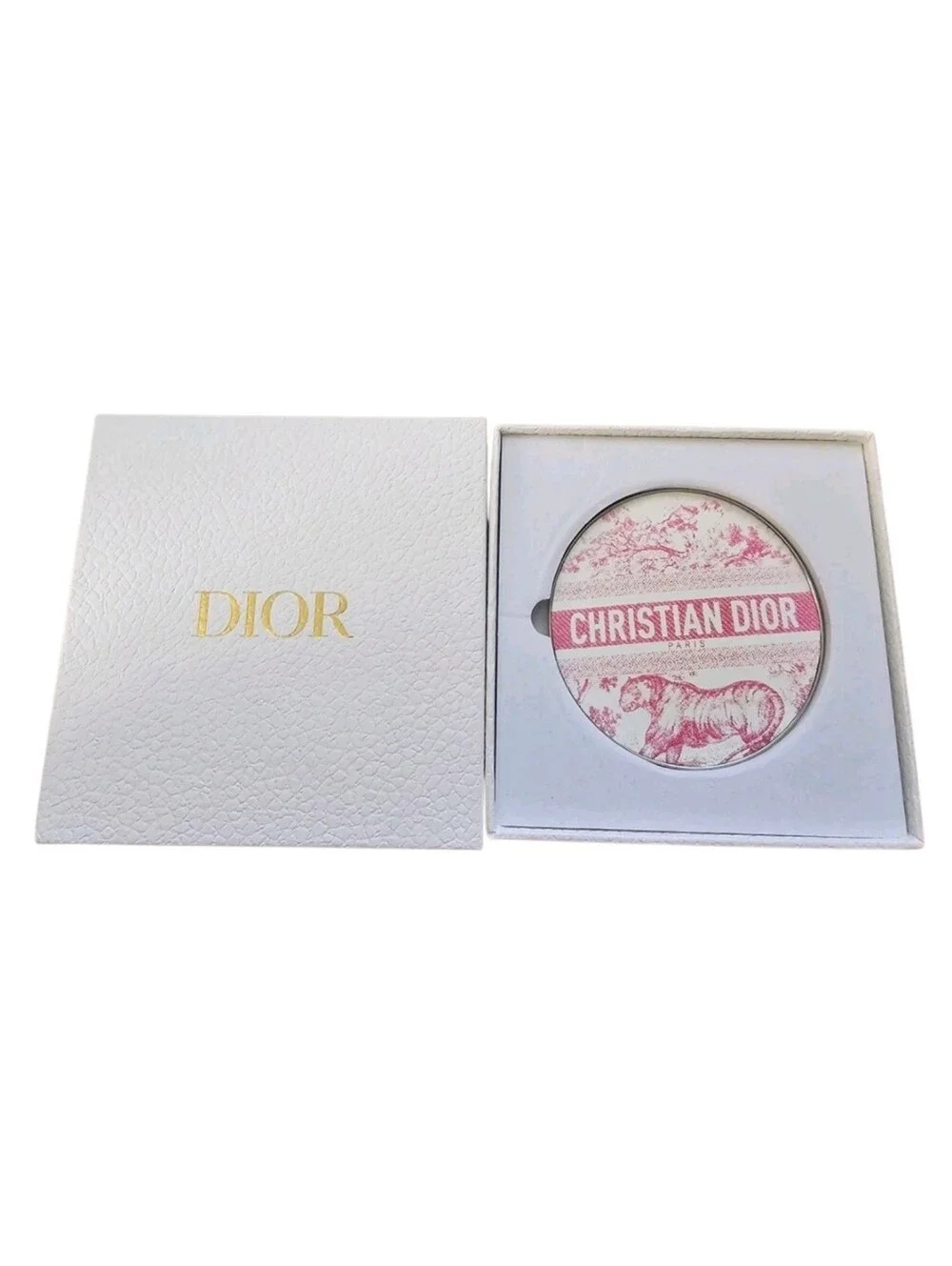 NWT Christian Dior Beauty Compact Mirror Limited Edition Pink White Tiger Motif